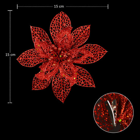 Artificial Glitter Poinsettia for Christmas Decoration