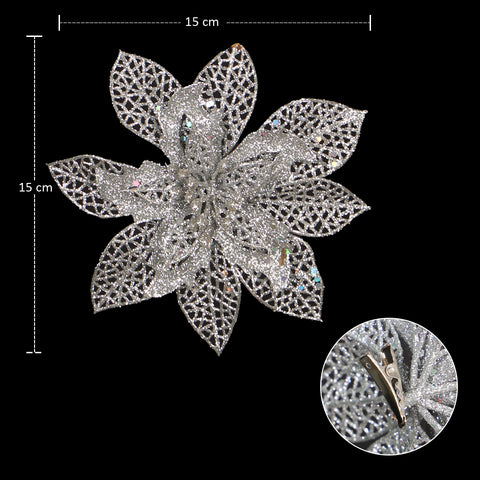 Artificial Glitter Poinsettia for Christmas Decoration