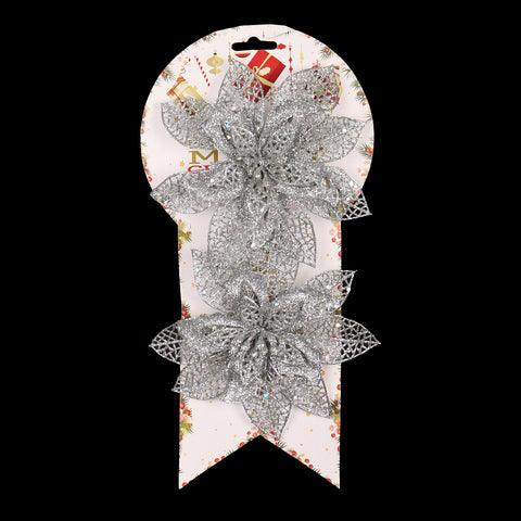 Artificial Glitter Poinsettia for Christmas Decoration