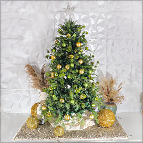 Green Christmas Tree with Cypress Leaves