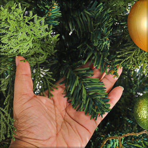 Green Christmas Tree with Cypress Leaves