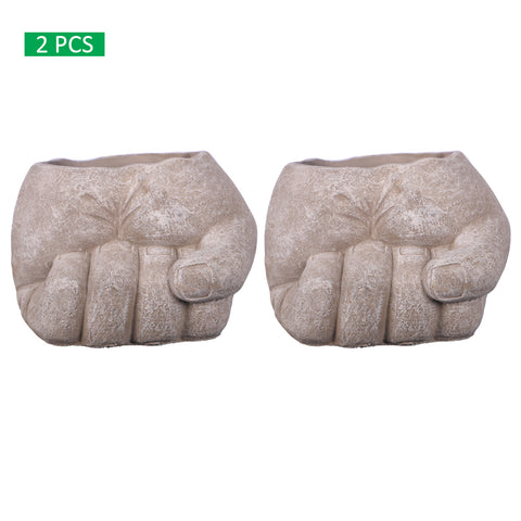 Hand Fist Design Cement Vase