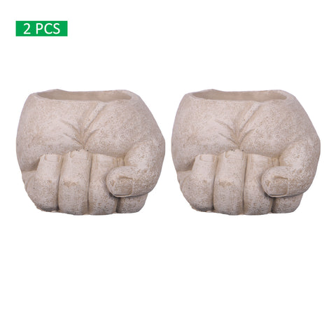 Hand Fist Design Cement Vase