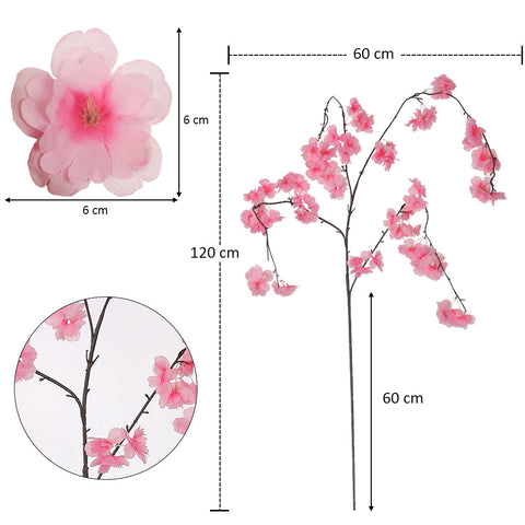 2pcs Artificial Hanging Sakura Flower Stem