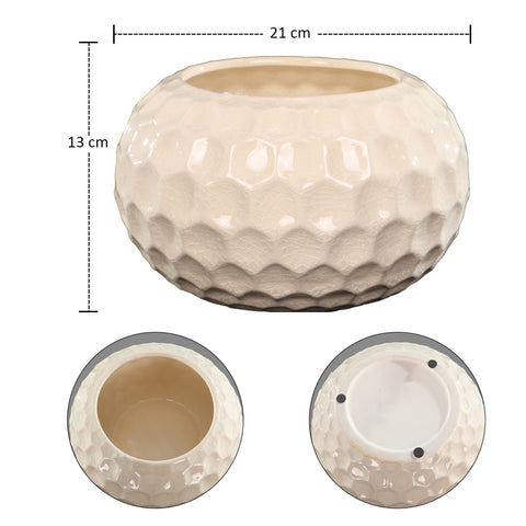 Modern Styles Cream Ceramic Table Pot