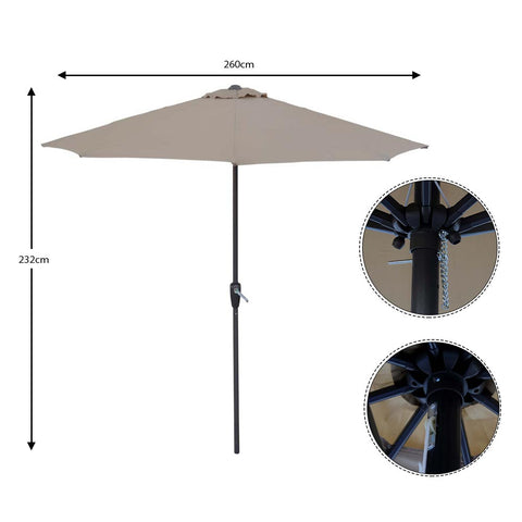 Outdoor tilting umbrella providing sun and rain protectio