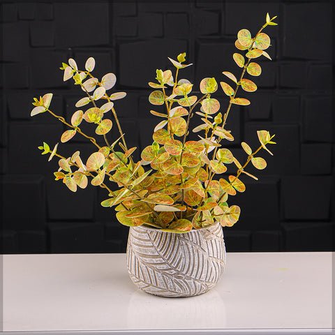 Leaves Design Round Cement Vase