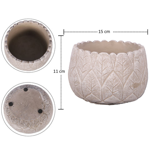 Leaf Print Cement Vase