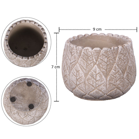 Leaf Print Cement Vase