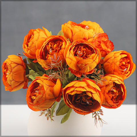 Set Artificial Silk Peony Bunch Flowers