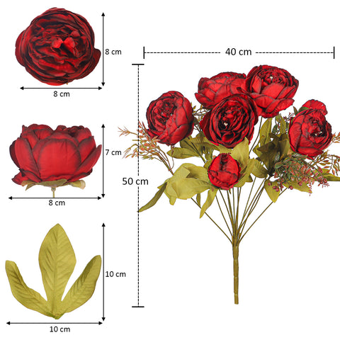 Set Artificial Silk Peony Bunch Flowers