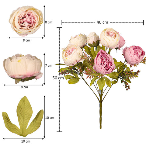 Set Artificial Silk Peony Bunch Flowers