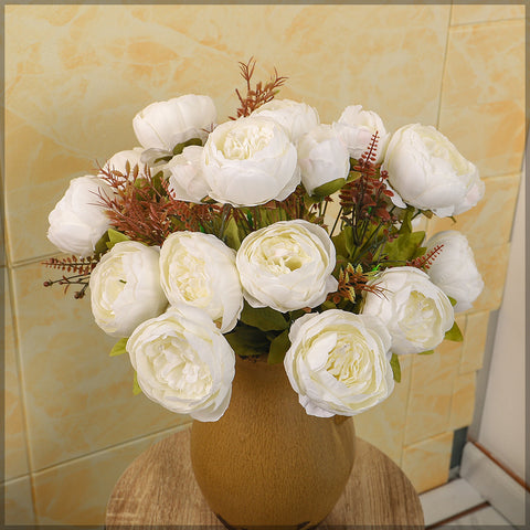 Set Artificial Silk Peony Bunch Flowers