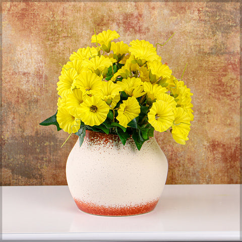 Modern Design Orange-White Ceramic Pot