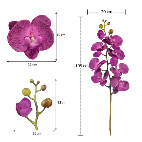 3 قطع زهور أوركيد صناعية ذات ملمس حقيقي