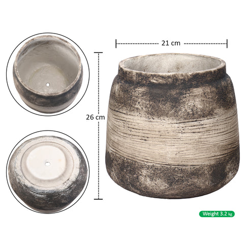 Retro Design Round Jar Shape Concrete Pot