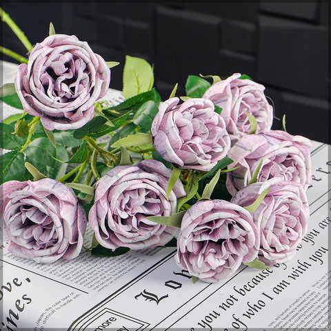 Artificial 4 heads Rose Flower Stem