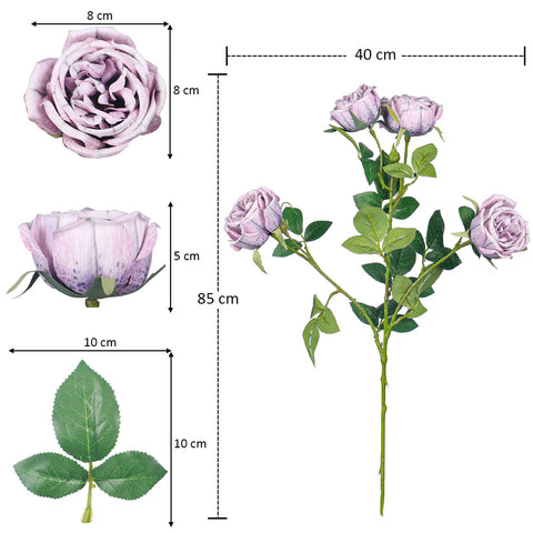 Artificial 4 heads Rose Flower Stem