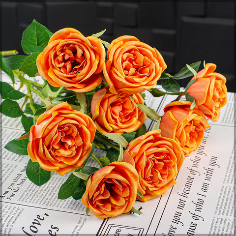 Artificial 4 heads Rose Flower Stem