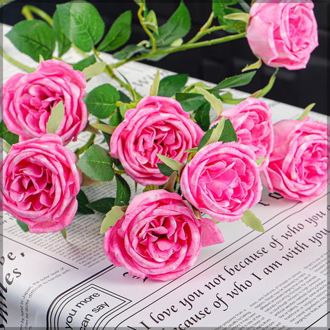 Artificial 4 heads Rose Flower Stem