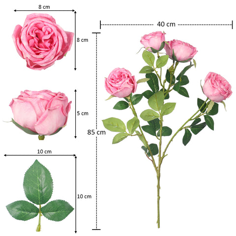 Artificial 4 heads Rose Flower Stem