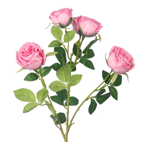 Artificial 4 heads Rose Flower Stem