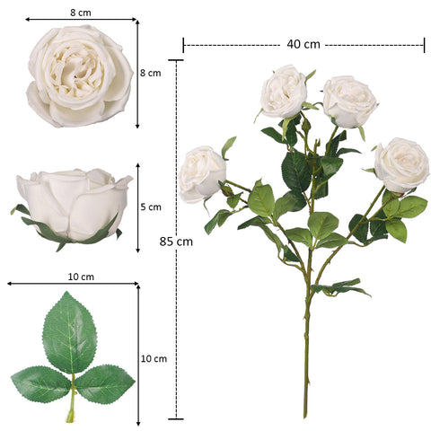 Artificial 4 heads Rose Flower Stem