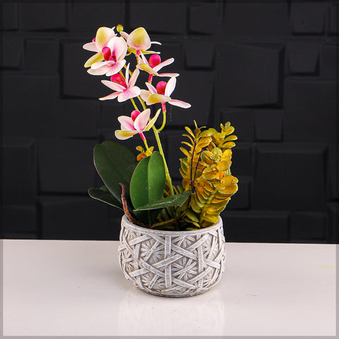 Round Basket Design Cement Vase