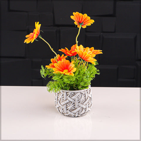 Round Basket Design Cement Vase