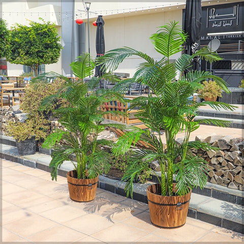 Wooden bucket plant holder set