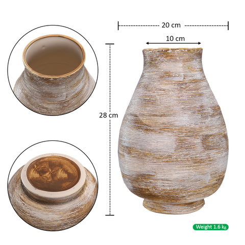 Rustic White Brown Ceramic Vase