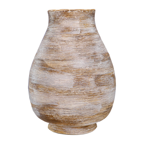 Rustic White Brown Ceramic Vase