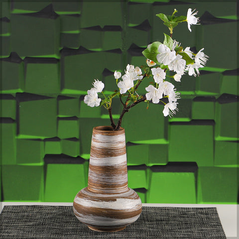 Rustic White Brown Ceramic Vase