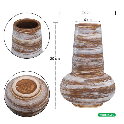 Rustic White Brown Ceramic Vase