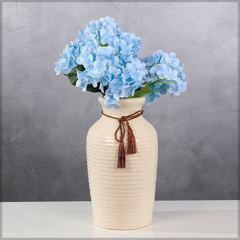 Style Cream Ceramic Vase with Ribbon