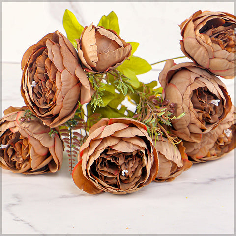 Set Artificial Silk Peony Bunch Flowers