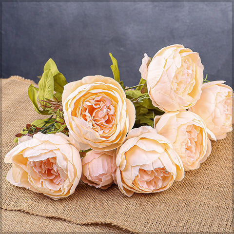 Set Artificial Silk Peony Bunch Flowers