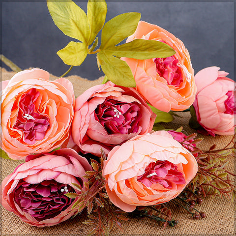 Set Artificial Silk Peony Bunch Flowers