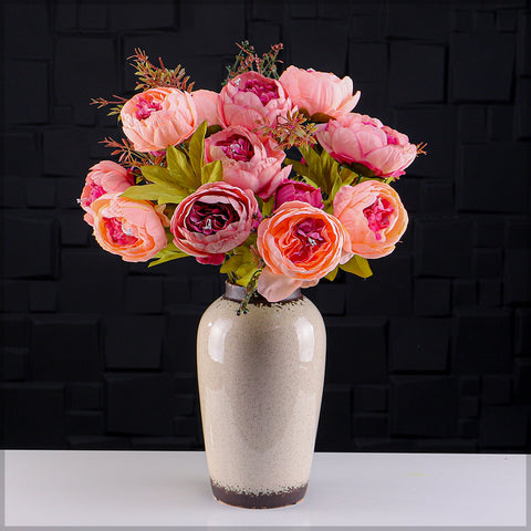 Set Artificial Silk Peony Bunch Flowers