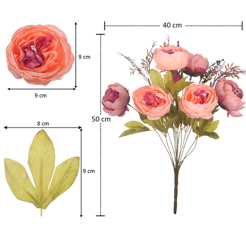 Set Artificial Silk Peony Bunch Flowers