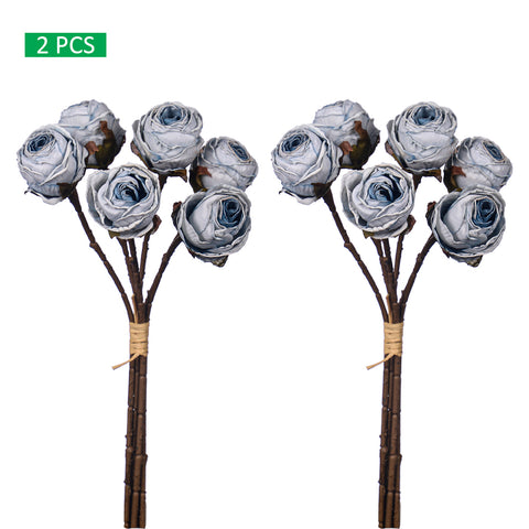 2 bunches Artificial Silk Retro Rose Flowers Bouquet