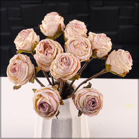 2 bunches Artificial Silk Retro Rose Flowers Bouquet