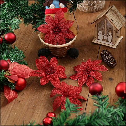 Artificial Single Stem Poinsettia Flower for Christmas Tree Decoration