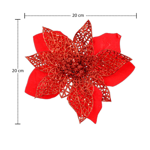 Artificial Single Stem Poinsettia Flower for Christmas Tree Decoration