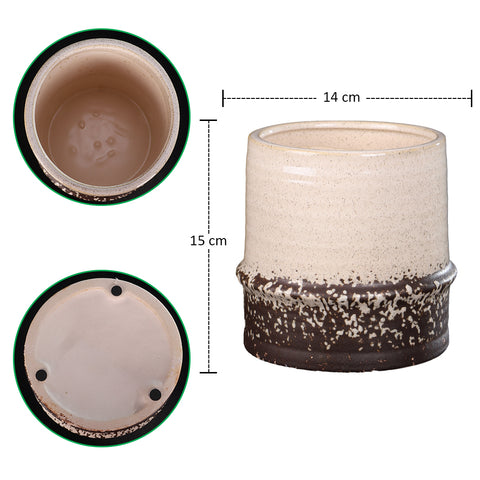 Cream Rust Ceramic Table Pot