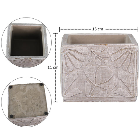 Square Cement Decorative Vase