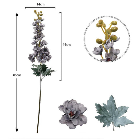 Artificial Silk Delphinium Flowers Gray