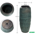 Green tall round clay planter