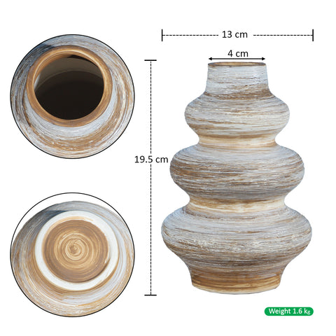 Rustic White Brown Ceramic Vase