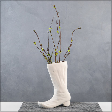 White Boots Design Ceramic Vase